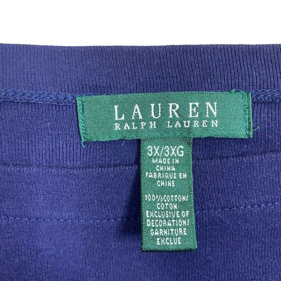 Lauren Ralph Lauren Navy Blue Tee Plus Size 3XL - Picture 6 of 6